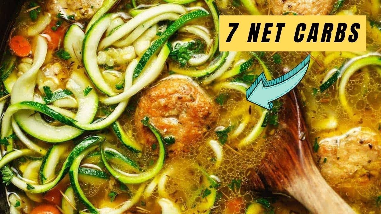 Keto Chicken Meatball Zoodle Soup