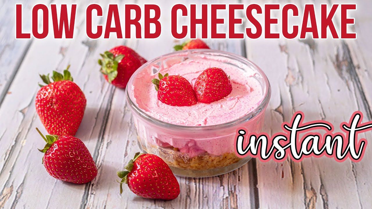 ONE Minute NO BAKE STRAWBERRY Cheesecake 🍓 Best Easy Sugar Free Low Carb Dessert Recipes