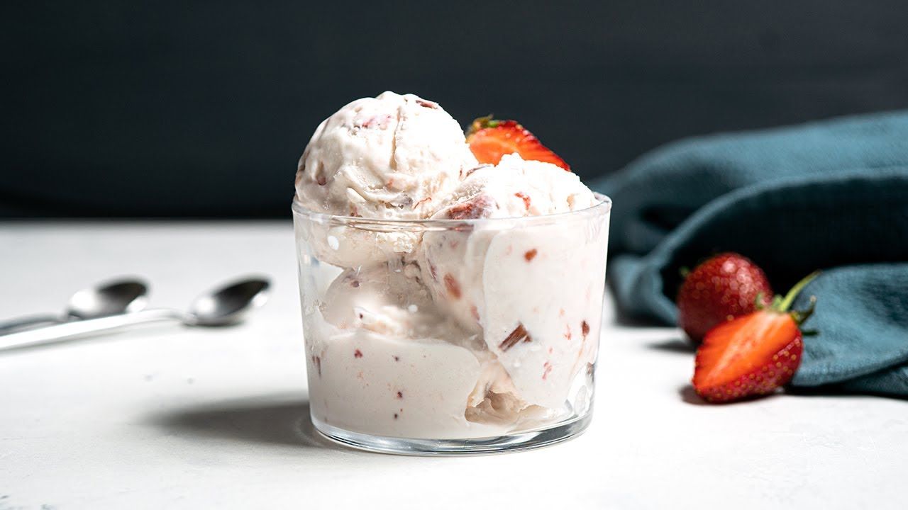 Keto Ice Cream Recipe [Strawberry Rhubarb Swirl]