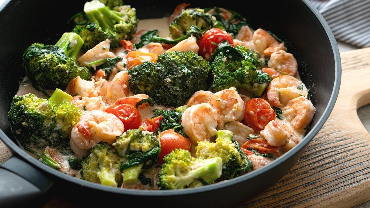 Keto Tuscan Butter Shrimp [with Baby Spinach & Broccoli]