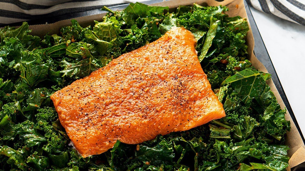 Keto Harissa Salmon with Kale [Sheet Pan Meal]